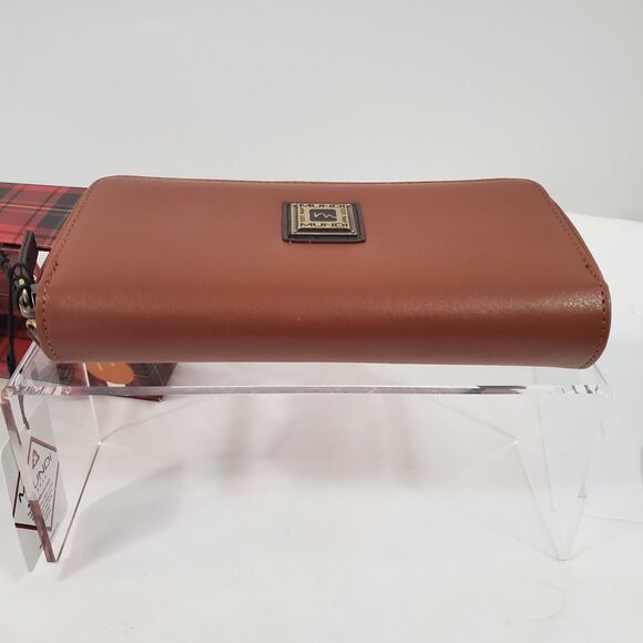 Mundi Zip Around Wallet Faux Leather Brown Card Checkbook 7.8" x 4" NWT - Picture 10 of 12